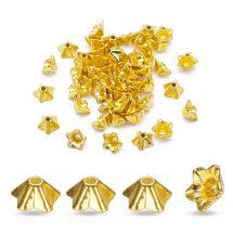 Шапочки для Бусин Металеві, Квітка, Колір: Золото, Розмір: 8.5х5мм, Отвір 1мм, (13WB10873)