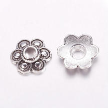 Шапочки для Бусин Металеві, Квітка, Колір: Античне Срібло, Розмір: 15х3мм, Отвір 4мм, (13WB10875)