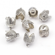 Конус Шапочки для Бусин, Сплав цинку, Квітка, Колір: Античне Срібло, Розмір: 16.5x13мм, Отвір 2.5мм, (13WB10818)