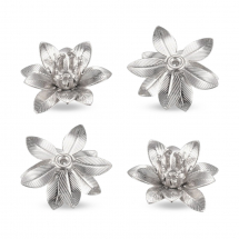 Шапочки для Бусин Квітка, Латунь, Колір: Платина, Розмір: 13x6мм, Отвір 1мм, (13WB11080)