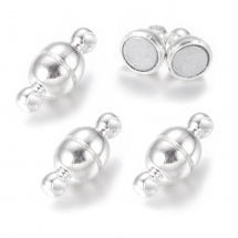 Zapięcie Magnetyczne, Mosiądz, Mocny Magnes klasy N35, Srebro, 11x5mm, 4szt (13WB11236)