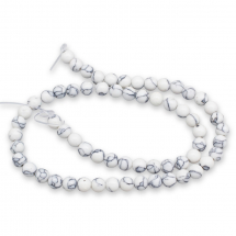 Koraliki Syntetyczne Howlit Okrągłe, Białe, 6mm, Otwór 1mm, około 60szt/38cm/nić (13WB11321)