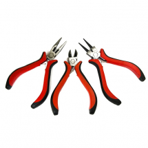 Набір Стальних Інструментів для Рукоділля та Біжутерії на Блістері, Круглогубці, Плоскогубці, Бокорізи, Червоний, 185x170x20мм, 3 шт/набір, (13WB11414)