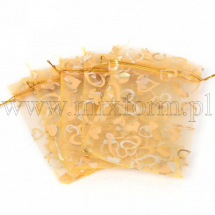 Подарунковий Мішечок з Органзи, Прозорий, Золотистий, 18x13см, (13WB10941)