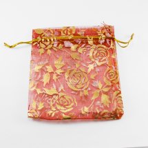 Подарунковий Мішечок з органзи, з Малюнком, Прозорий, Колір: Червоний, Розмір: 12x10см, (13WB12544)