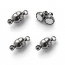 Zapięcie Magnetyczne Mosiądz, Mocny Magnes N35, Gunmetal, 11x5mm, Otwór 1mm, 4 szt (13WB12242)