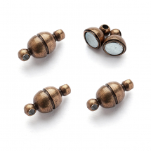 Zapięcie Magnetyczne Mosiądz, Mocny Magnes N35, Miedź, 11x5mm, Otwór 1mm, 4szt (13WB12240)