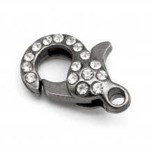 Zapięcie Karabińczyki Mosiądz i Cyrkonie 21х12.5х7mm Otwór 25mm Kolor: Broń stalowa 1szt (13WB12722)