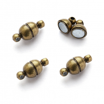 Zapięcie Magnetyczne, Mosiądz, Mocny Magnes N35, Bronze, 11x5mm, Otwór 1mm, 4szt (13WB12241)