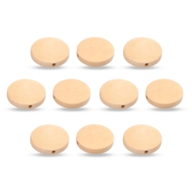 Koraliki Naturalne Drewniane, Surowe, Płaskie Okrągłe, Beżowy, 25x5mm, 10szt (13WB12562)