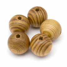Koraliki Drewniane z Dużym Otworem, Okrągłe, Brązowy, 30mm, 5szt (13WB12571)