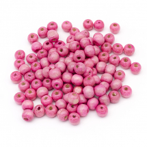 Koraliki Drewniane Malowany 10mm Różowy około 140szt/50g (13WB12580)