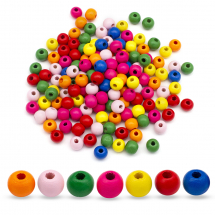 Koraliki Naturalne Drewniane Barwione Okrągłe Mix, 10mm, 50g~135szt (13WB12704)
