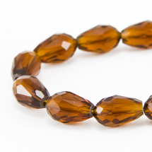 Намистини Скло Крапля, Прозорі, Грановані, Колір: Світло-коричневий, Розмір: 15х10мм, Отв-тя: 2 мм, близько 50шт / 79см / нитка, (13WB12865)