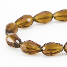 Намистини Скло Крапля, Прозорі, Грановані, Колір: Світлий Хакі, Розмір: 15х10мм, Отв-тя: 2 мм, близько 50шт / 79см / нитка, (13WB12872)