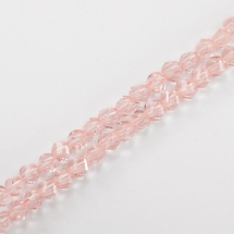 Намистини Скляні, Твіст, прозорі, Колір: Перлинно-рожевий, Розмір: 4х4х4мм, Отвір 1мм, близько 100шт / 40см / нитка, (13WB12925)