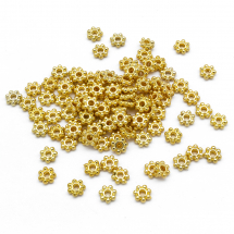 Намистини-Роздільники Металеві, Квітка, Золото, 4.5х1.5мм, Отвір 1мм, (13WB13623)