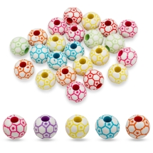 Koraliki Akrylowe Styl Kraft , Piłki Nożnej, Mix, 12mm, 28szt/25g (13WB13979)