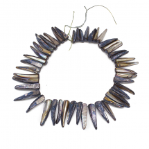 Koraliki Naturalne Słodkowodne, Masa Perłowa, Barwiona, Czarny, 20-40x4-8x4-7mm, 66szt/sznur (13WB14025)