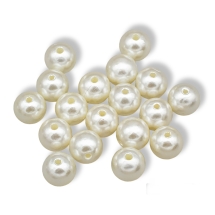 Koraliki Akrylowe, Imitacja Perły, Błyszczące, Barwiony, Okrągły, Kość Słoniowa, 14x13.5mm, około 18szt/25g (13WB14118)