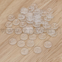Guziki Ozdobne Żywiczne, Okrągły, 2-otwory, Bezbarwny, 10x2mm, 50szt (13WB12949)