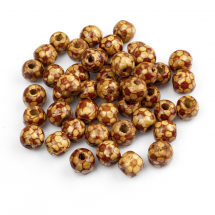Koraliki Drewniane z Nadrukowanym Wzorem 13mm Kolor: Brązowy 75szt/50g (13WB13956)