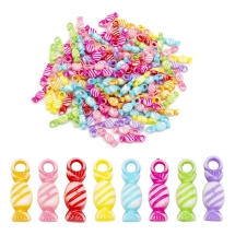 Кулон Цукерка Акрил, Непрозорі, Колір: Мікс, Розмір: 21x7мм, Отвір 3.5мм, бл 135шт / 50г (13WB14154)