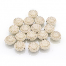 Koraliki Akrylowe "Paryż", Płaskie Okrągłe, Złoty Wzór, Beżowy, 16x10mm, 17szt/25g (13WB14213)