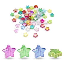 Koraliki Eko Akrylowe, Gwiazda, Tęczowy Przezroczysty, 10x4mm, 100szt/25g (13WB14252)