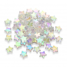 Koraliki Akrylowe Gwiazdy, Przezroczyste AB Kolor, Bezbarwne, 10x4mm, 90szt/25g, (13WB14253)