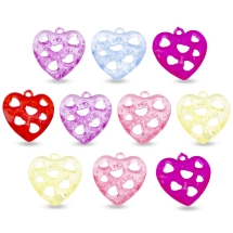 Кулони Акрил Серце, Прозорі, Колір: Мікс, Розмір: 38х36х11мм, Отвір 3мм, (13WB13460)