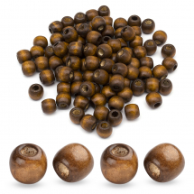 Koraliki Drewniane Naturalny, Barwione, Okrągłe, Sienna, 12x11mm, 85szt/50g (13WB12815)