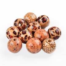 Koraliki Drewniane z Nadrukowanym Wzorem 22mm Kolor: Wielokolorowy 10szt (13WB12820)