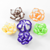Намистини з полімерної глини, Ручна Робота, Лотос 3D, Колір: Мікс, Розмір: 20x8мм, Отвір 2мм, (13WB12845)