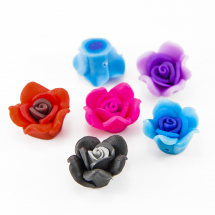 Намистини з полімерної глини, Ручна Робота, Квітка, Колір: Мікс, Розмір: 18х10мм, Отвір 2мм, (13WB12846)