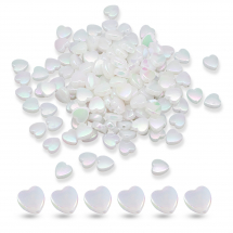 Намистини Акрил, Прозорі, АВ колір, Серце, Білий, 8х8х3мм, Отвір 1.5мм, близько 130шт/25г, (13WB14280)