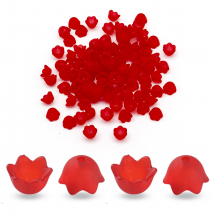 Намистини Акрил Матові, Прозорі, Квітка, Колір: Червоний, Розмір: 10х6мм, Отвір 1.5мм, близько 95шт / 25г, (13WB14330)