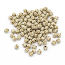 Намистини Акрилові "Париж" Круглі, з Малюнком Металік Золото, Бежевий, 7.5x8мм, Отвір 1.5мм, близько 106шт/25г, (13WB14333)