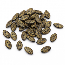 Koraliki Akrylowe "Paryż", Złoty Wzór, Końskie Oko, Czarny, 19x11x5.5mm, 40szt/25g (13WB14341)