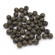 Koraliki Akrylowe "Paryż", Okrągłe, Złoty Wzór, Czarny, 9.5x10mm, 50szt/25g (13WB14342)