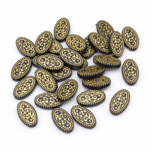 Koraliki Akrylowe "Paryż", Owalny, Złoty Wzór, Czarny, 21x13x4mm, 30szt/25g (13WB14343)