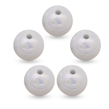 Koraliki Akrylowe Kolor AB Okrągłe, Biały, 26mm, Otwór 5mm 5szt (13WB14367)