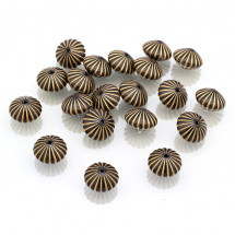 Намистини Акрилові "Париж" Біконус, з Малюнком Металік Золото, Чорний, 10.5x15мм, Отвір 1.5мм, (13WB14399)