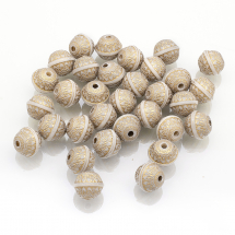 Koraliki Akrylowe "Paryż", Okrągłe, Złoty Wzór, Beżowy, 10.5x12mm 31szt/25g (13WB14401)