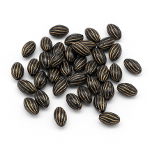 Koraliki Akrylowe "Paris", Owalne, Złoty Wzór, Czarny, 5.5-28x6-20x3-11mm, 36szt/25g (13WB14402)