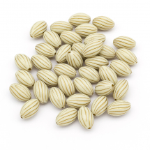 Намистини Акрилові "Париж" Овальні, з Малюнком Металік Золото, Бежевий, 14.5x9мм, Отвір 1.5мм, близько 38шт/25г (13WB14403)