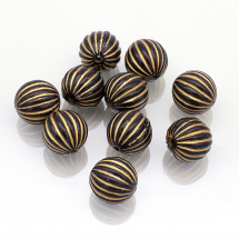 Намистини Акрилові "Париж" Круглі, з Малюнком Металік Золото, Чорний, 16.5x16мм, Отвір 2мм, (13WB14404)