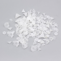 Намистини Акрил Матові, Прозорі, Квітка Мікс, Безбарвний, 8-35x5-40x7-15мм, Отвір 1-2.5мм, близько 95шт/50г, (13WB14411)