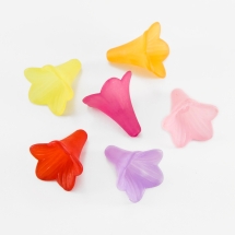 Підвіски Акрил Квітка Петунія Прозорі, Матові, Колір: Мікс, Розмір: 22x22мм, Отвір 2мм, близько 17шт / 25г, (13WB14413)