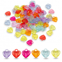 Підвіски Акрилові  Прозорі, Серце, Мікс, 17x16x6мм, Отвір 1мм, близько 75шт/50г, (13WB14434)